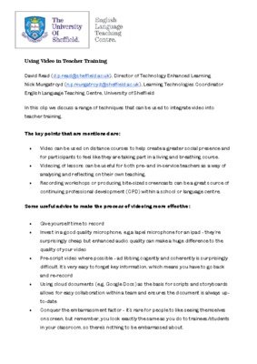 Using video in teacher training - video info doc.pdf